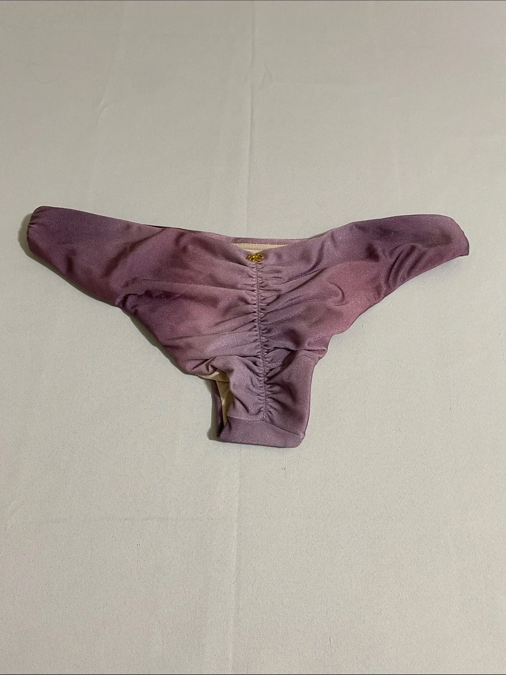 PILYQ Violet Sunset Ruched Teeny Bikini Bottom Size M